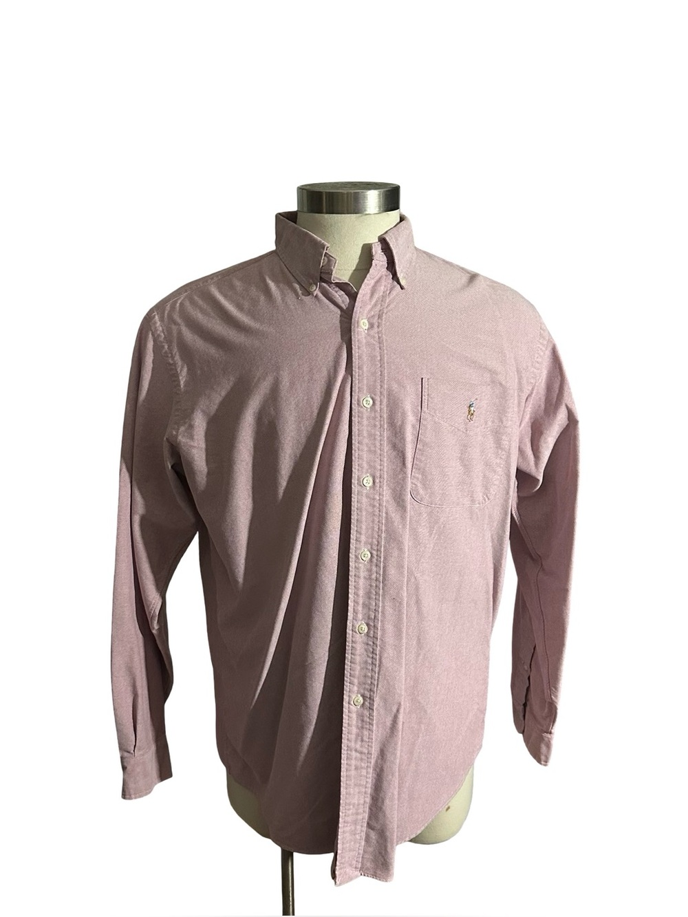 Vtg Ralph Lauren Polo Flesh Pony Shirt Mens Sz L Dusty Rose Pink Oxford Classic